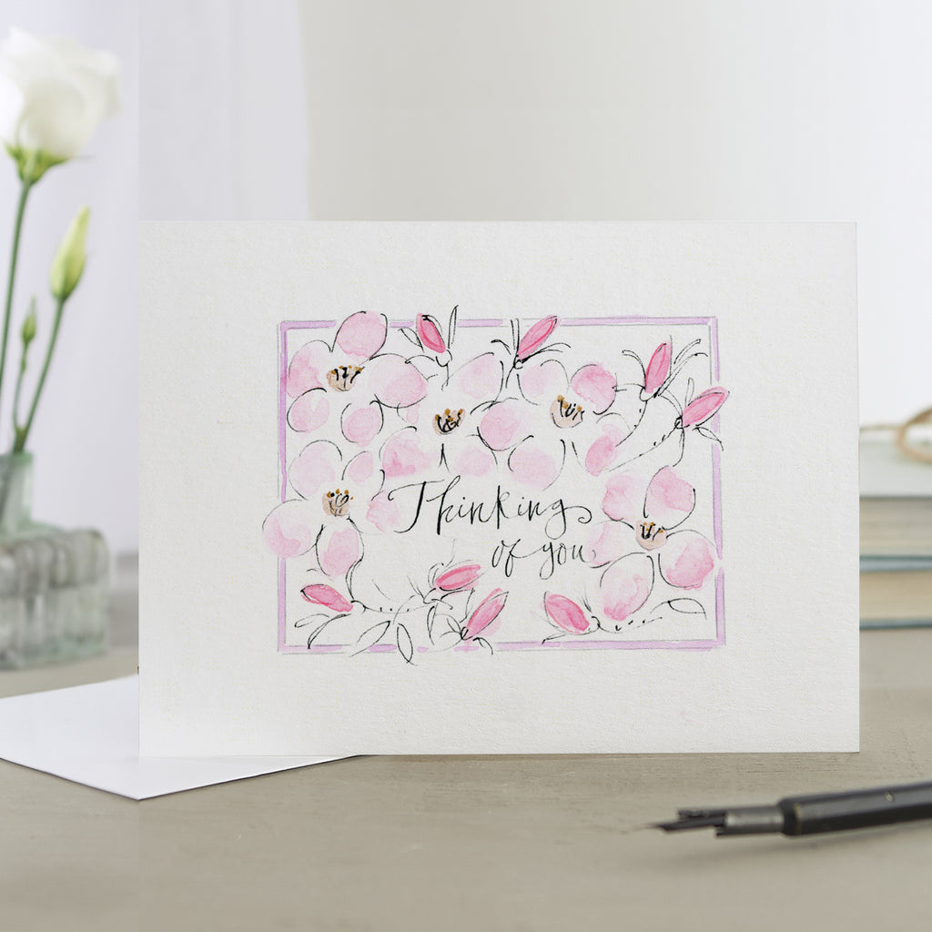 'Thinking Of You' Hand Painted Printed Keepsake Card