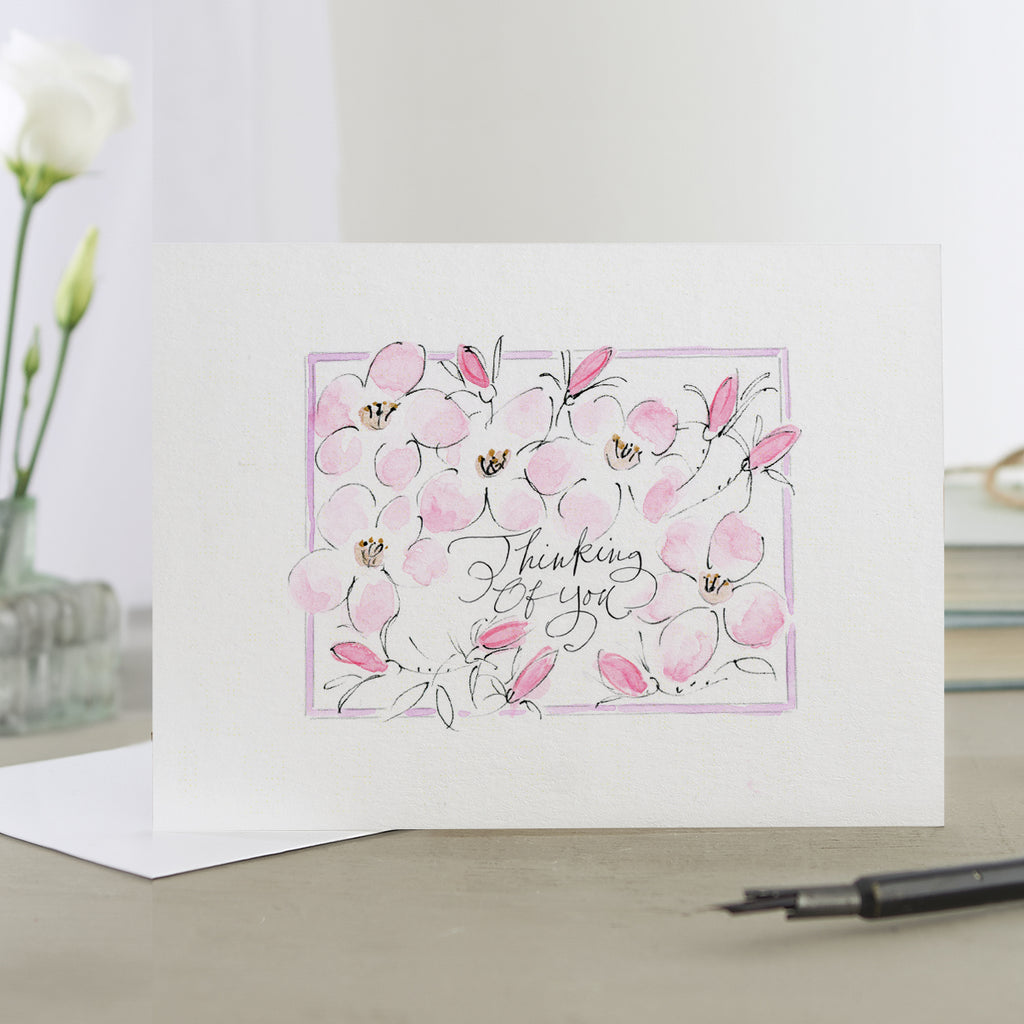 'Thinking Of You' Hand Painted Printed Keepsake Card