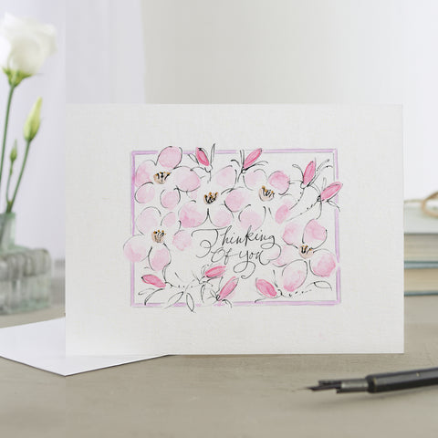 'Thinking Of You' Hand Painted Printed Keepsake Card