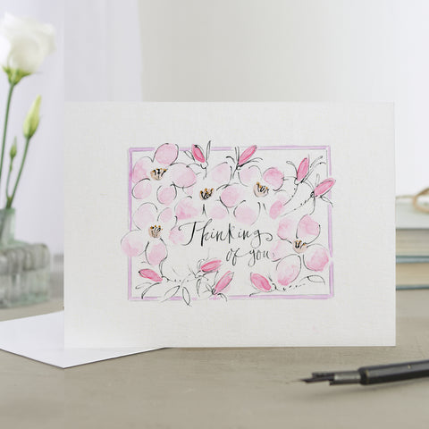 'Thinking Of You' Hand Painted Printed Keepsake Card