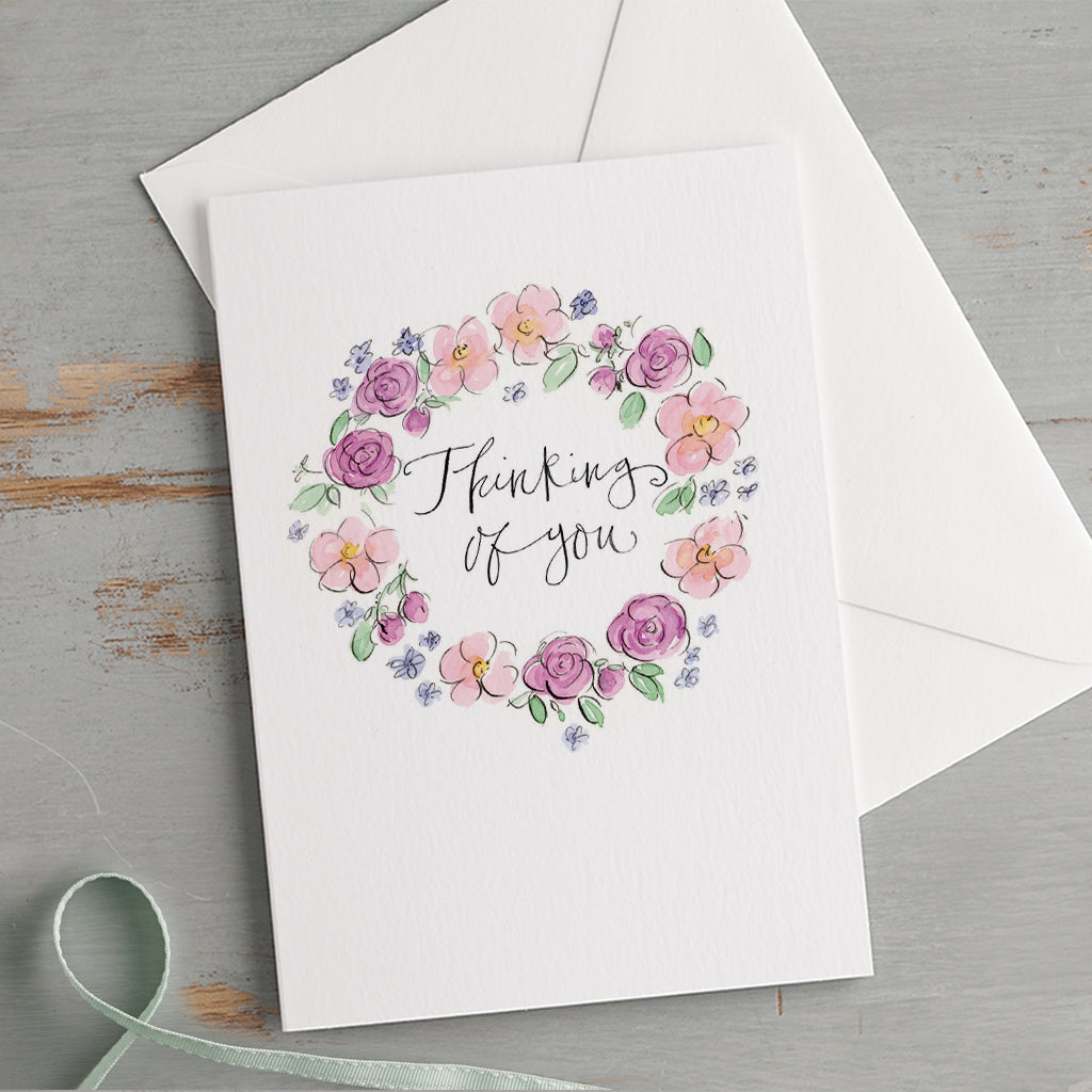 'Thinking Of You' Floral Border Card