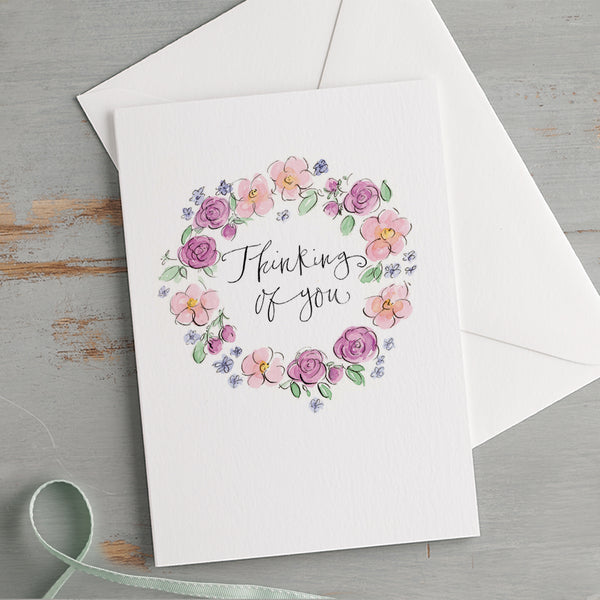 'Thinking Of You' Floral Border Card