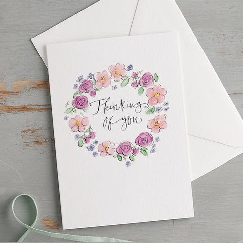 'Thinking Of You' Floral Border Card