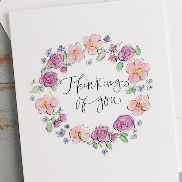 'Thinking Of You' Floral Border Card