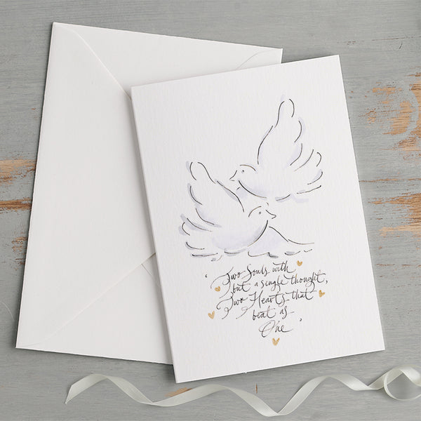 'Two Souls With But A Single Thought, Two Hearts That Beat As One'' Hand Painted Printed Keepsake Card