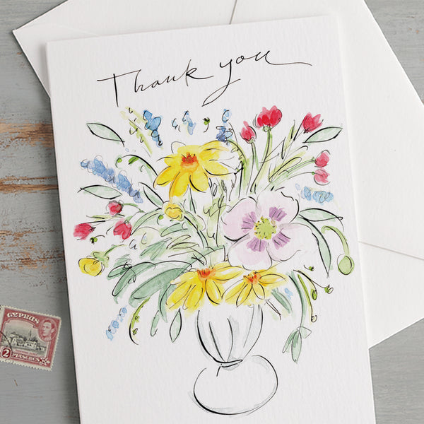 'Thank You' Vase Of Flowers Card