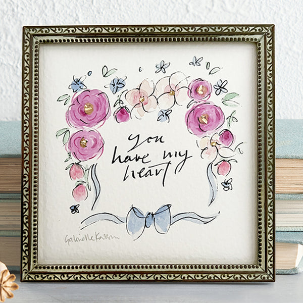'You Have My Heart' Vintage Danish Framed Original Art