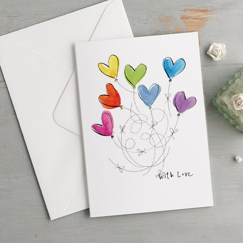 'With Love' Rainbow Hearts Card