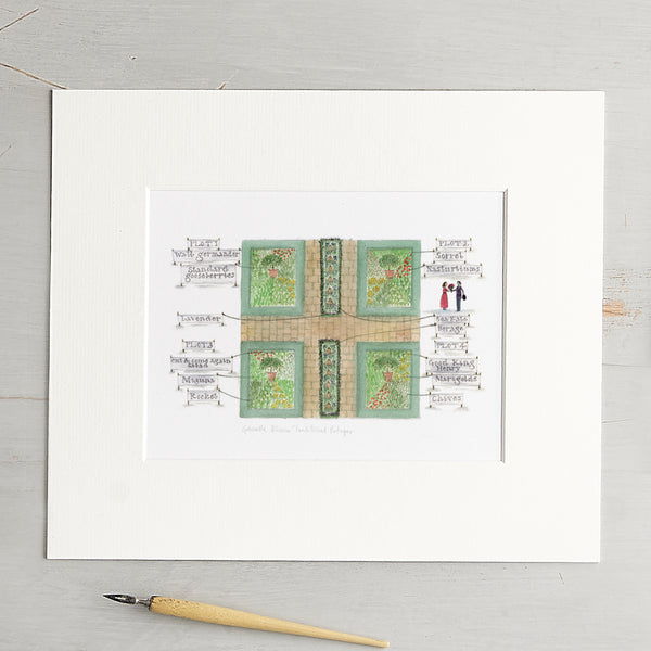 'Traditional Potager' Mounted Print